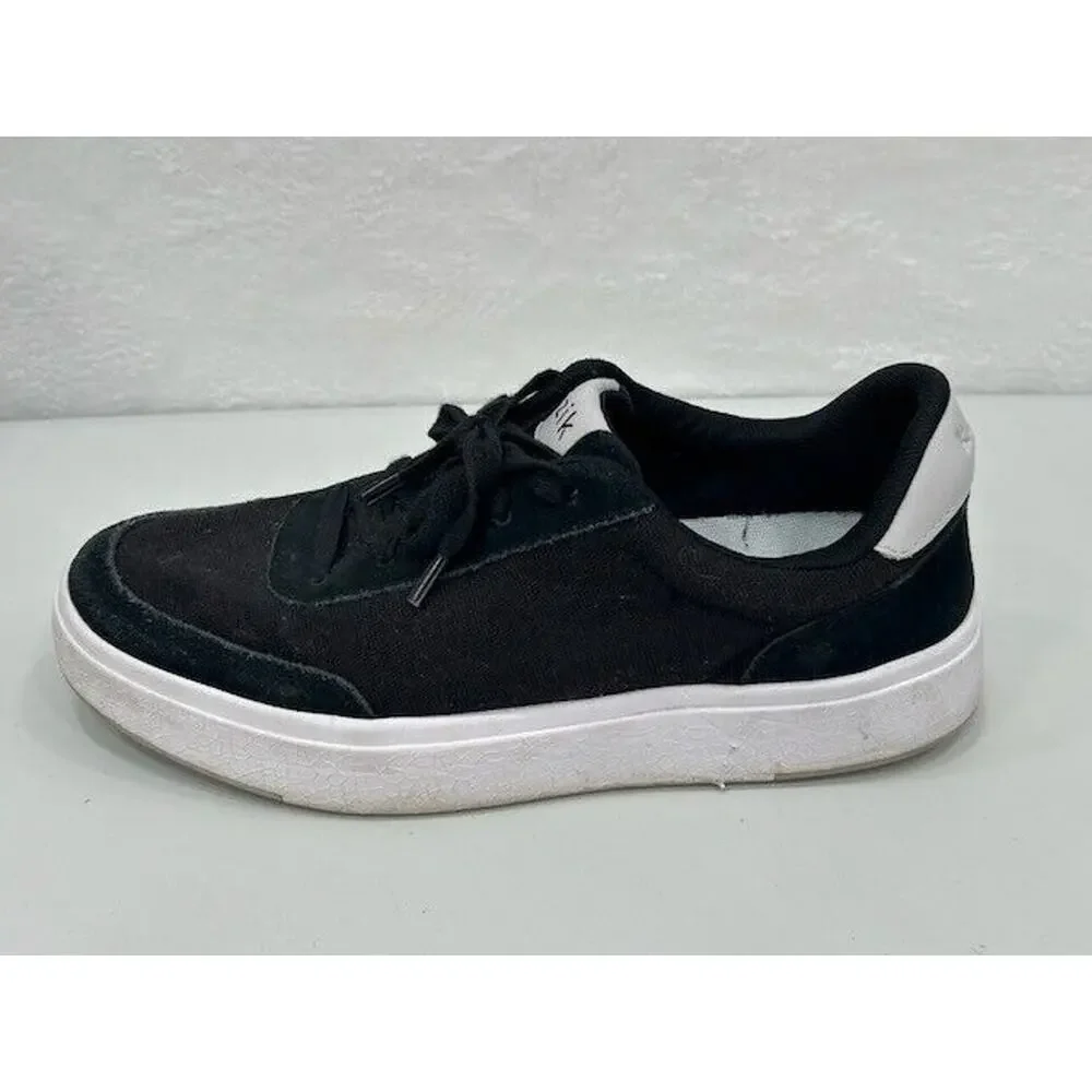 Kizik Sneaker Shoes Low Top Lace Up Canvas Suede Leather Black Mens 6.5 Womens 8